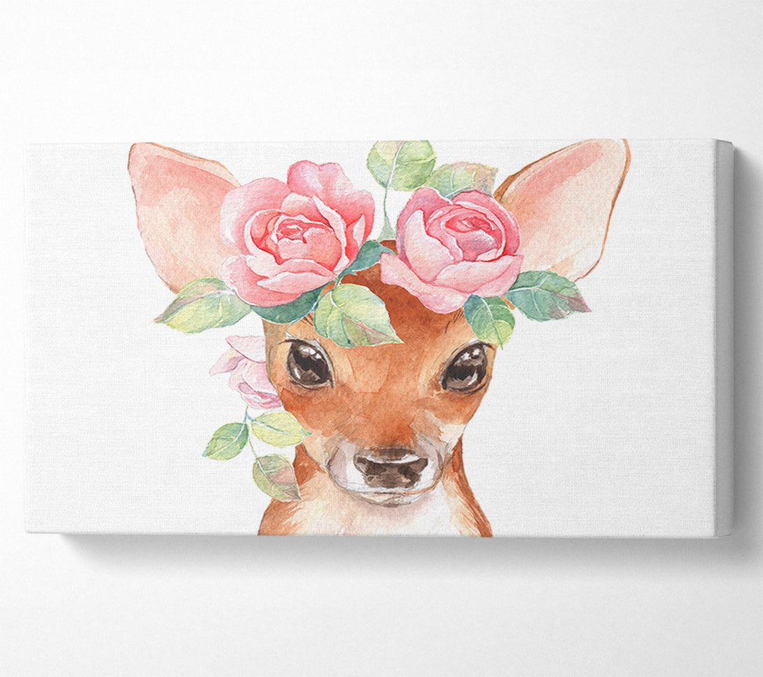  A Canvas Print of Water Colour Floral Deer Canvas Wall Art