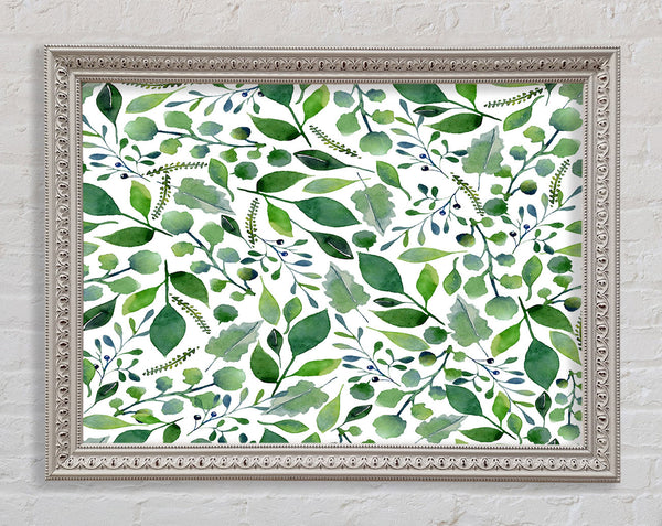 Green Leafy Pattern Framed Print
