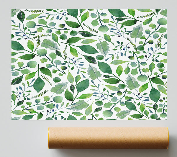 Green Leafy Pattern Print