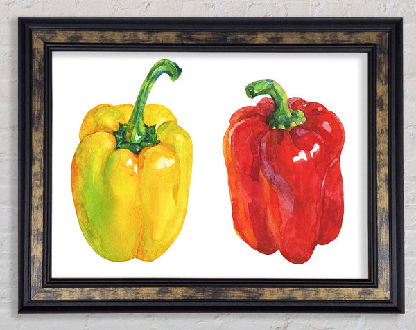 Yellow And Red Pepper Framed Print