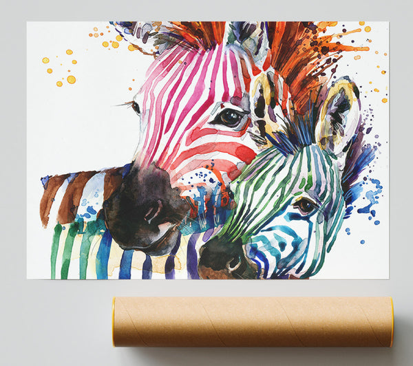 Multicoloured Rainbow Zebra Giclee Print