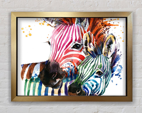 Multicoloured Rainbow Zebra Framed Print
