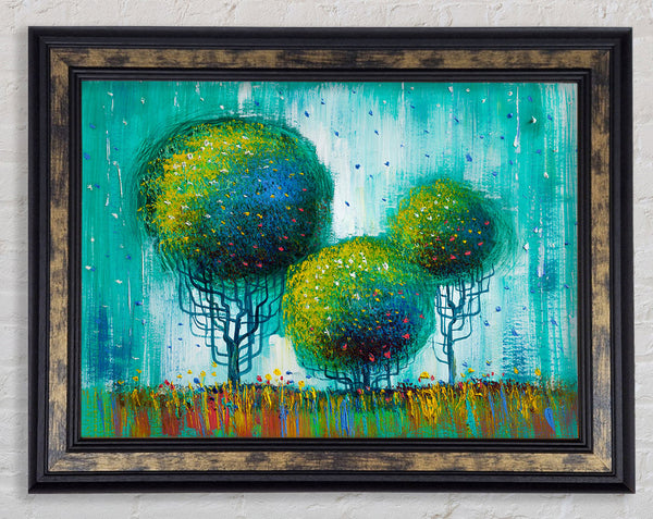 Three Round Trees Framed Print