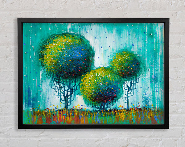 Three Round Trees Framed Print