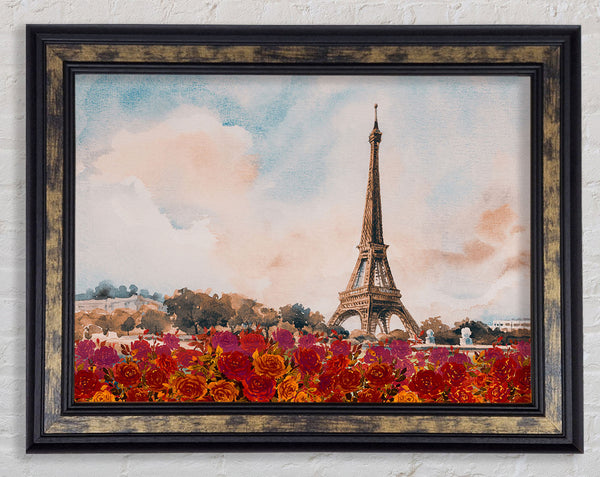 The Eiffel Tower Roses Framed Print