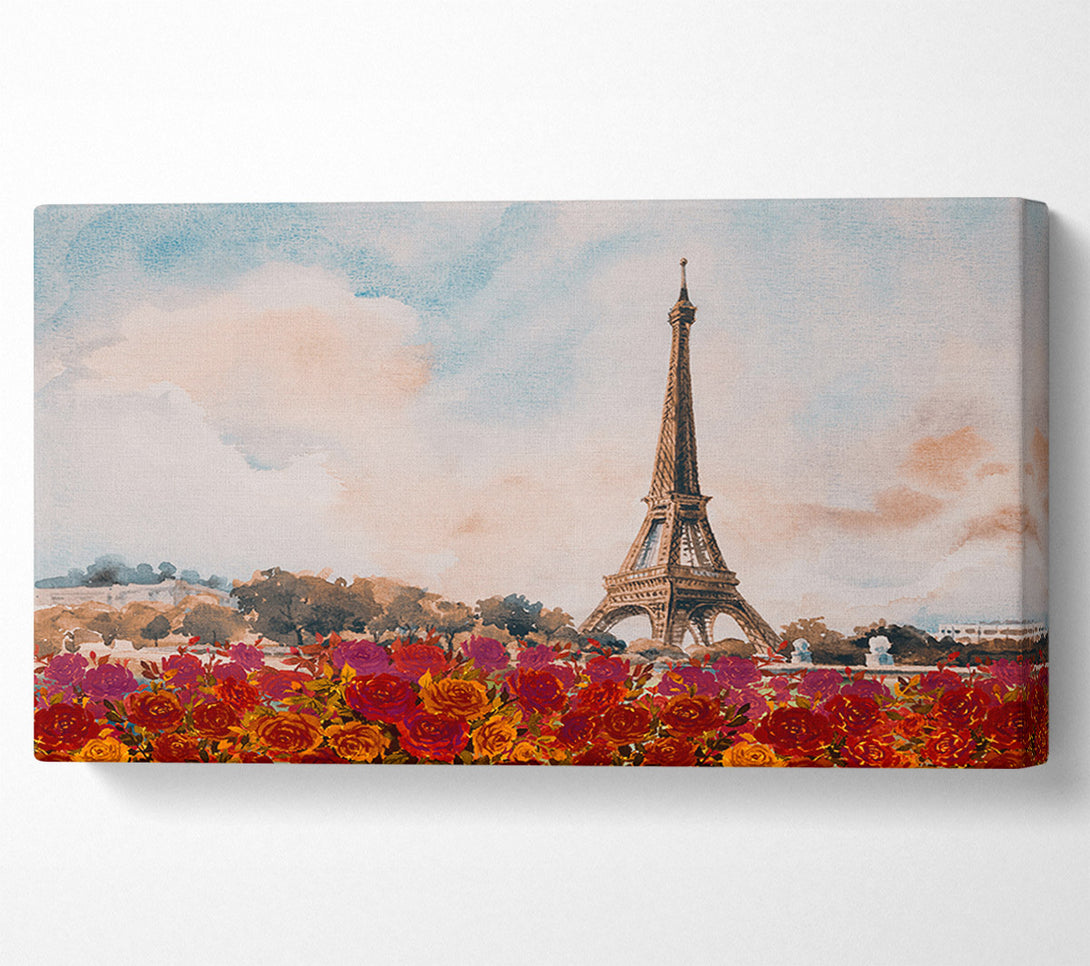  A Canvas Print of The Eiffel Tower Roses Canvas Art