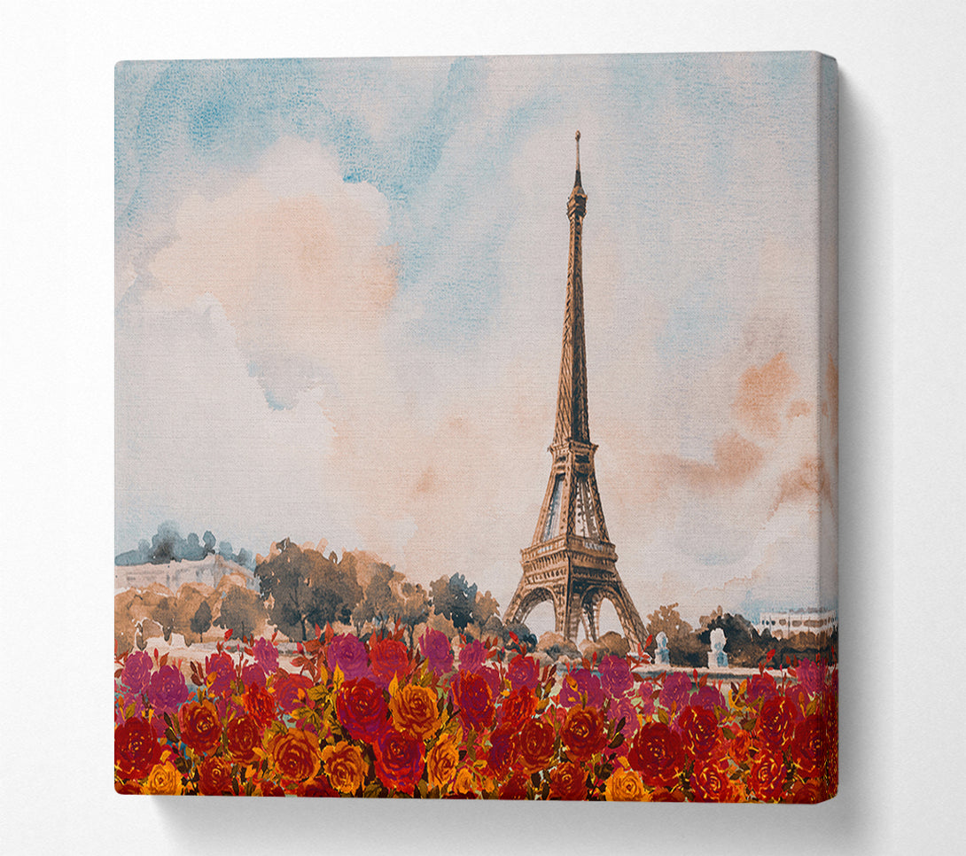  A Canvas Print of The Eiffel Tower Roses Canvas Art