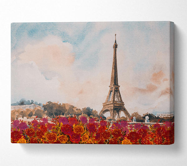  A Canvas Print of The Eiffel Tower Roses Canvas Art