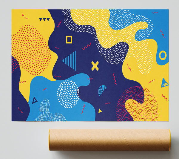Blue And Yellow Modern Shapes Poster