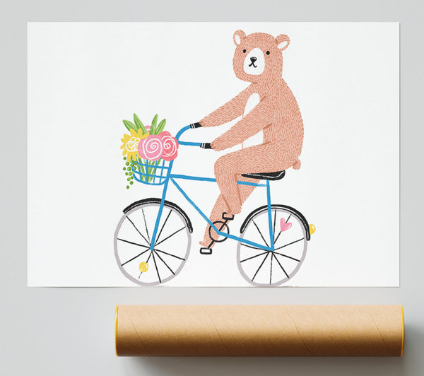 Bear Riding A Bike Giclee Print
