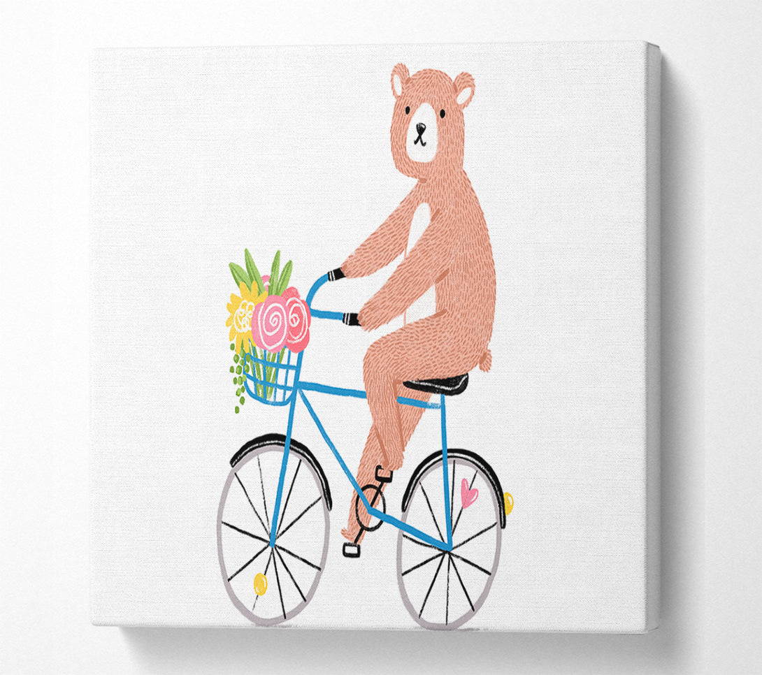  A Canvas Print of Bear Riding A Bike Canvas Art