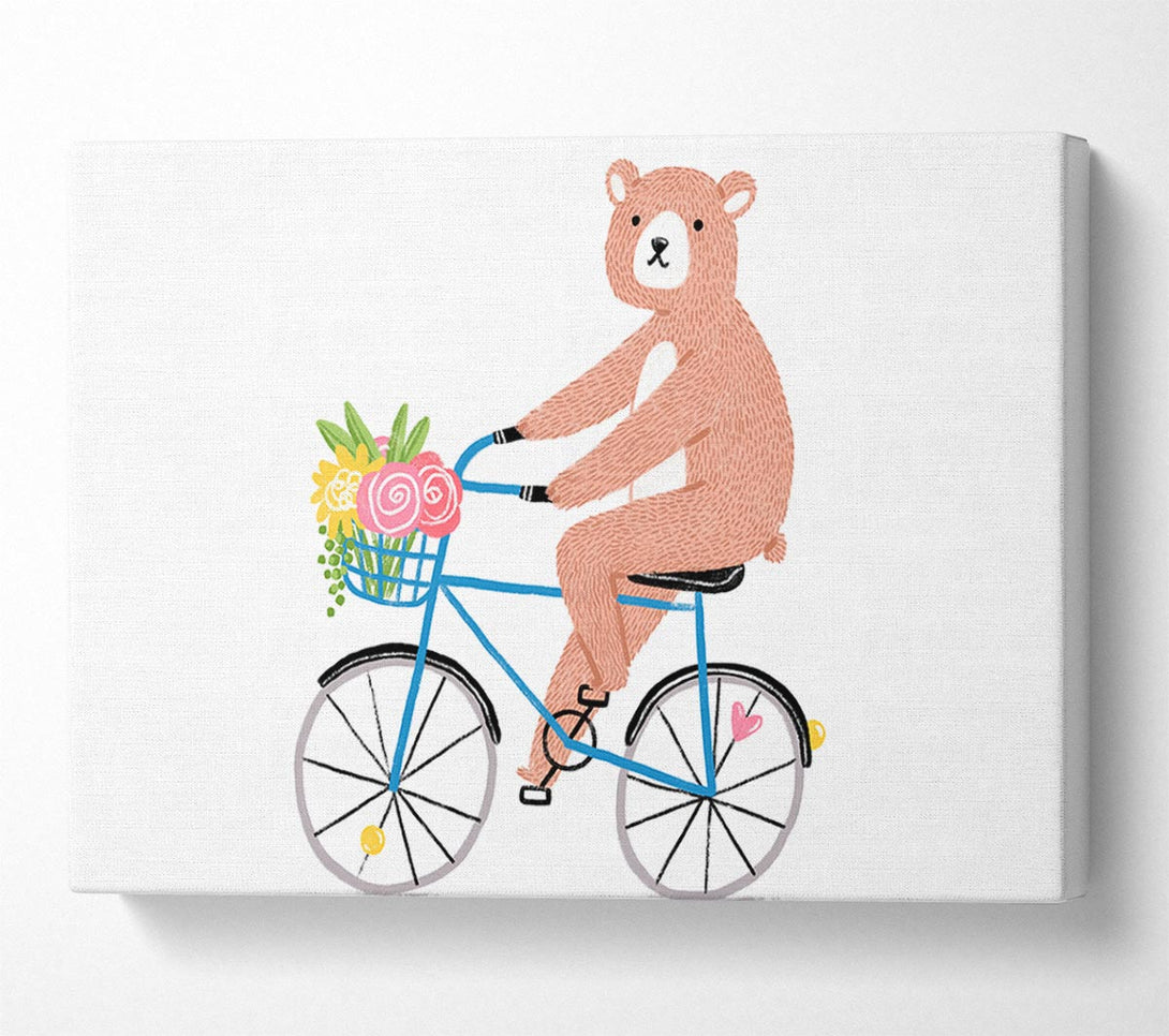  A Canvas Print of Bear Riding A Bike Canvas Art
