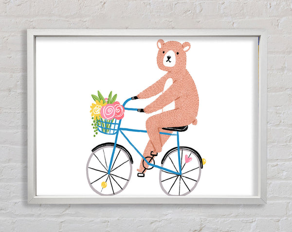 Bear Riding A Bike Framed Print