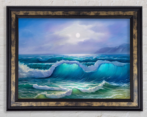Waves Off The Coast Framed Print