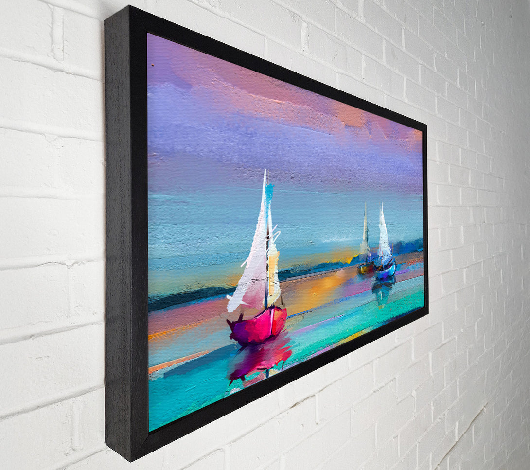  A Canvas Print of Turquoise Watercolour Boats Canvas Art