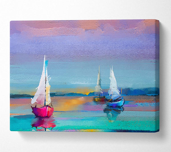  A Canvas Print of Turquoise Watercolour Boats Canvas Art