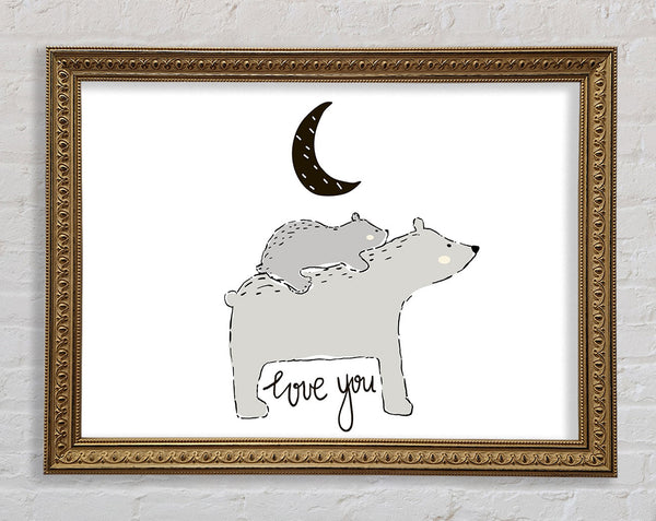 Bear Family Moon Framed Print