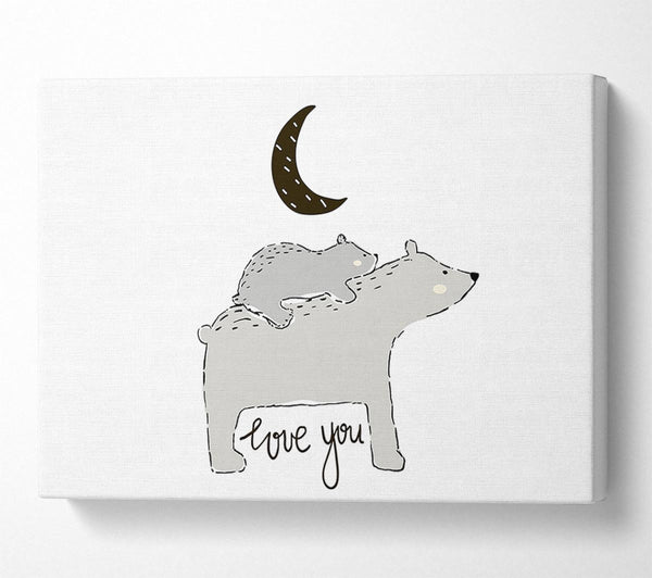  A Canvas Print of Bear Family Moon Canvas Art