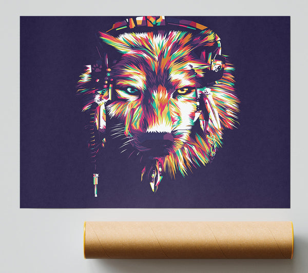 Vibrant Wolf Print