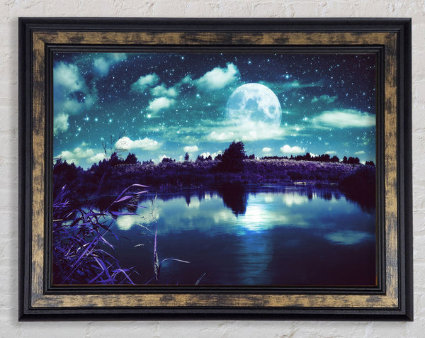 Lake Under The Night Sky Framed Print