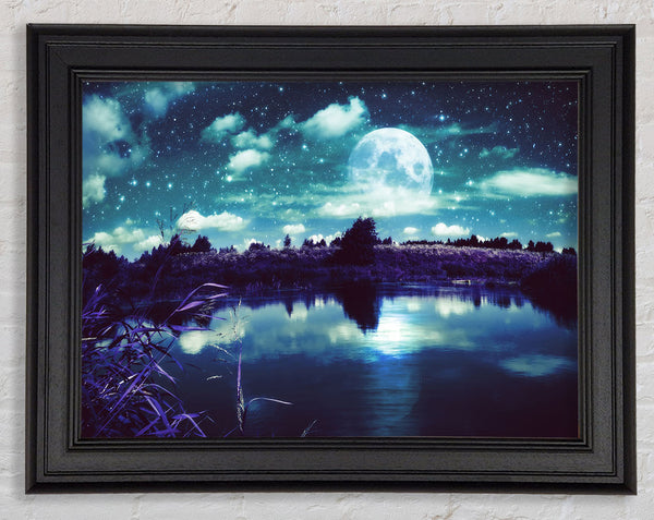 Lake Under The Night Sky Framed Print