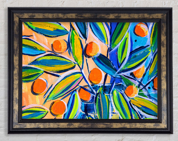 Bright Oranges On Tree Framed Print