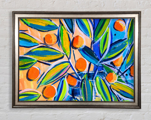 Bright Oranges On Tree Framed Print