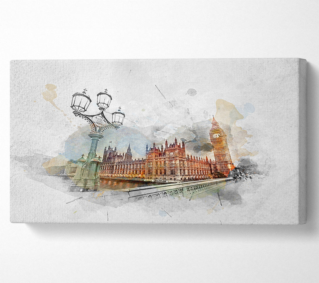  A Canvas Print of Watercolour Streets Of Parliament Canvas Wall Art