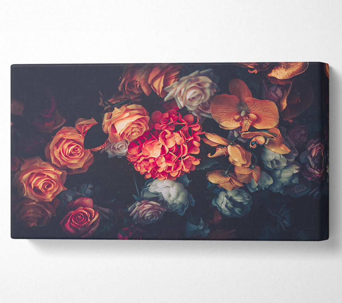  A Canvas Print of Autumn Coloure Flowers Canvas Art