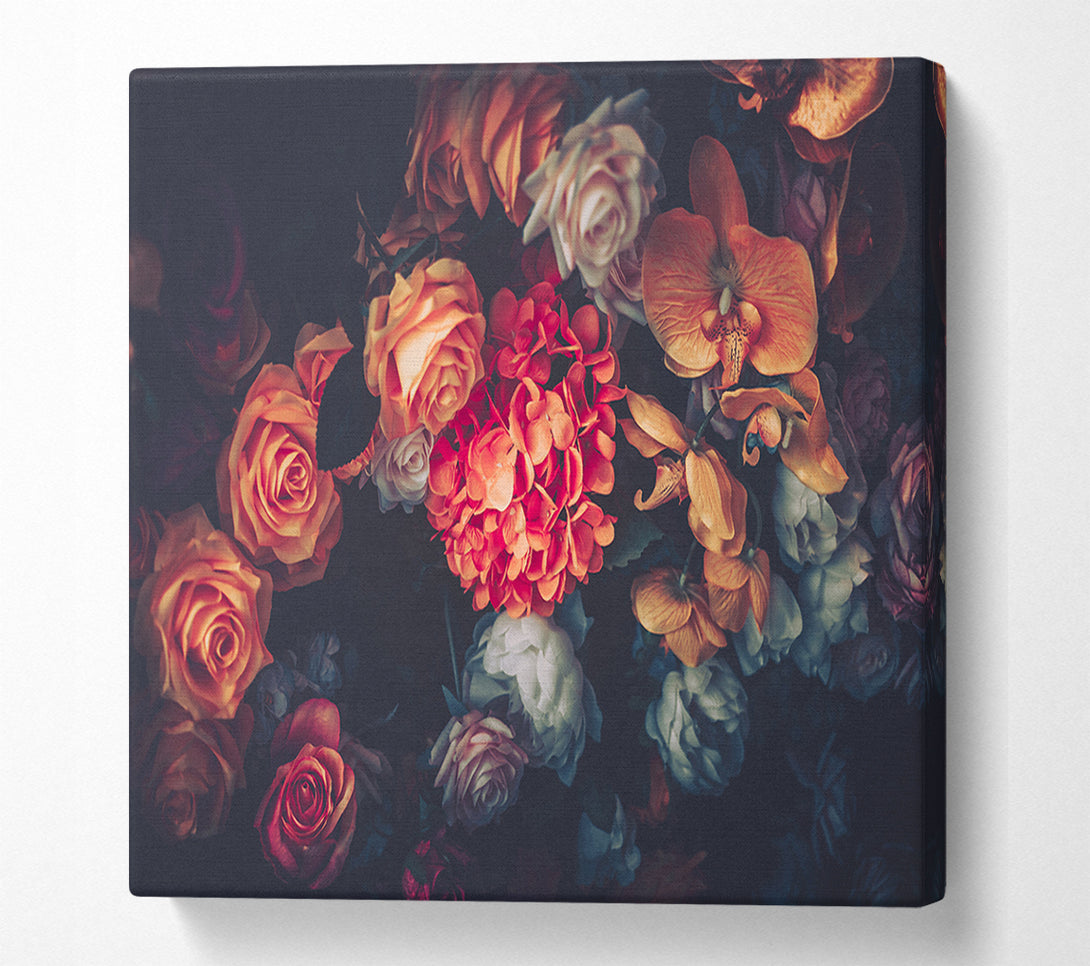  A Canvas Print of Autumn Coloure Flowers Canvas Art