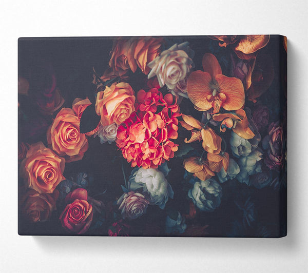 A Canvas Print of Autumn Coloure Flowers Canvas Art