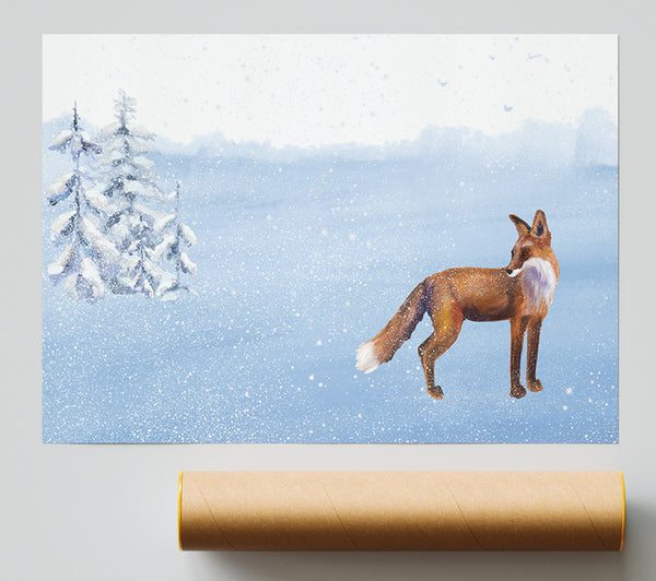 Fox In The Delicate Snow Giclee Print