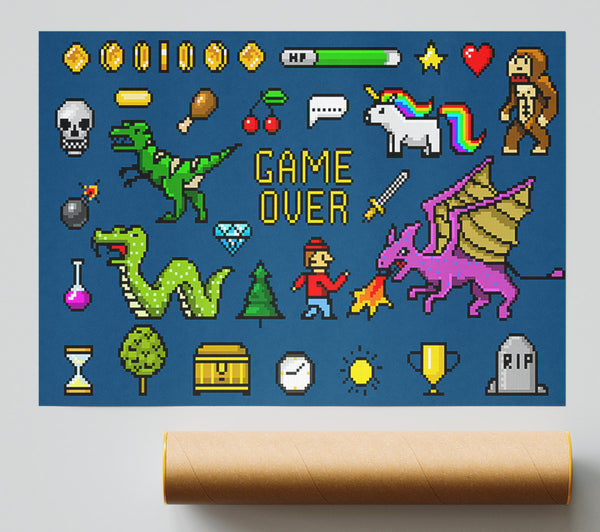 Game Over 8 Bit Giclee Print