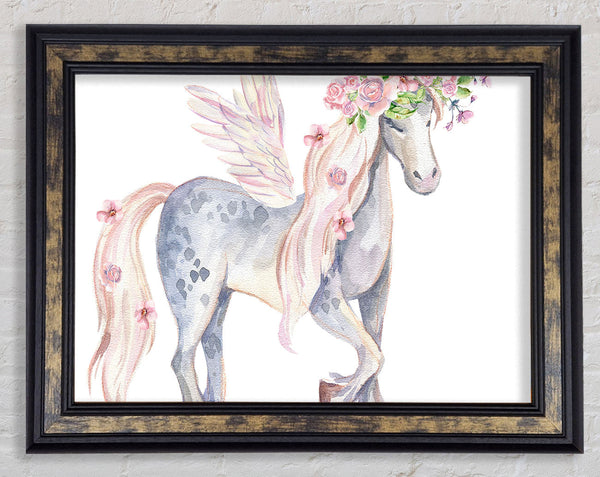 Unicorn Head Flowers Framed Print