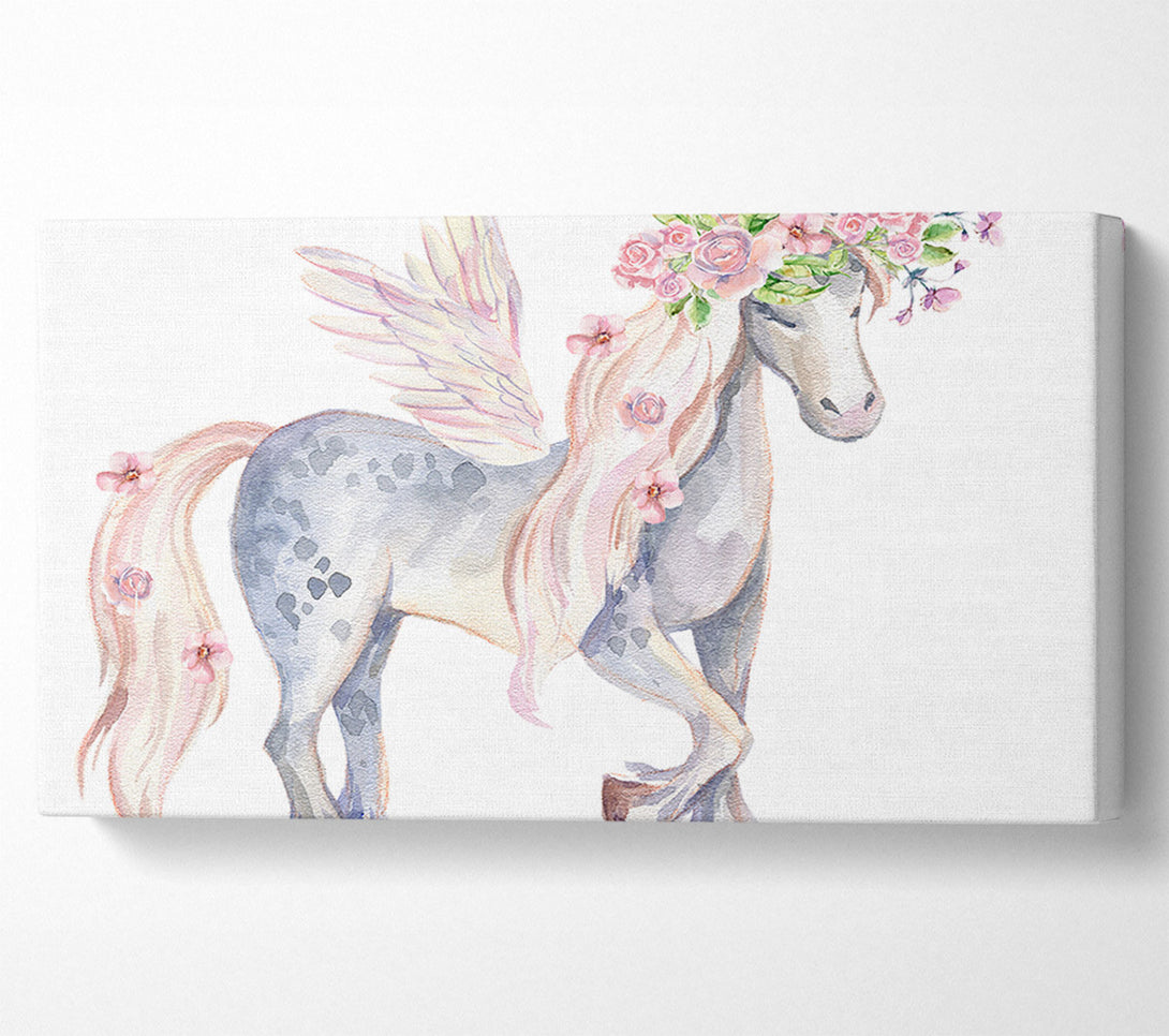  A Canvas Print of Unicorn Head Flowers Canvas Wall Art