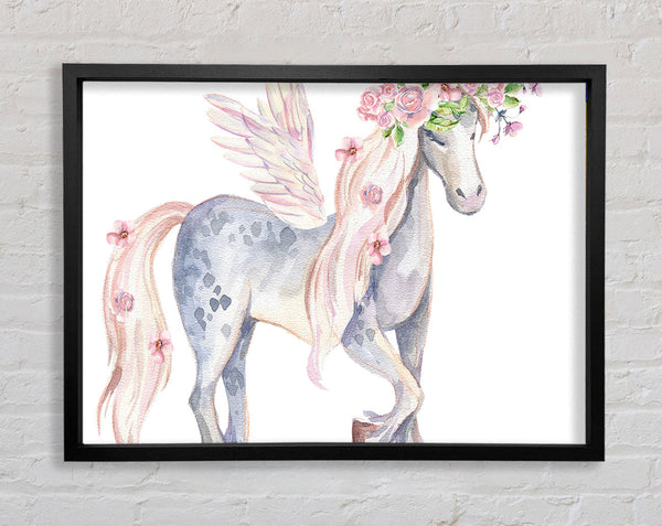 Unicorn Head Flowers Framed Print