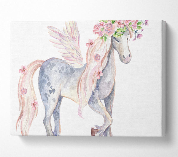  A Canvas Print of Unicorn Head Flowers Canvas Wall Art