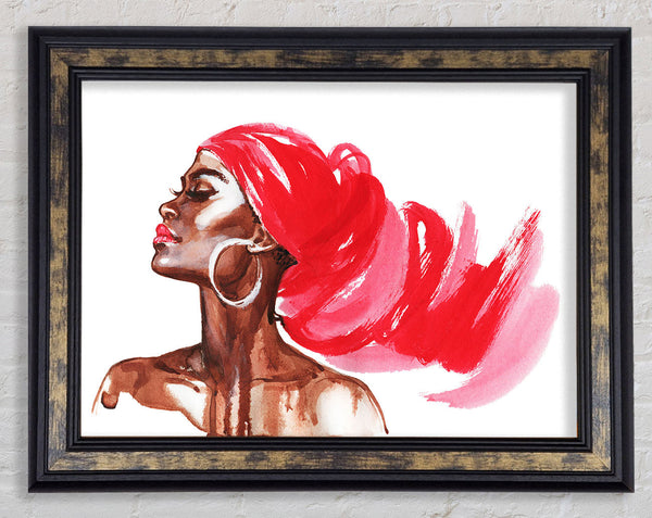 Red Head Scarf Framed Print
