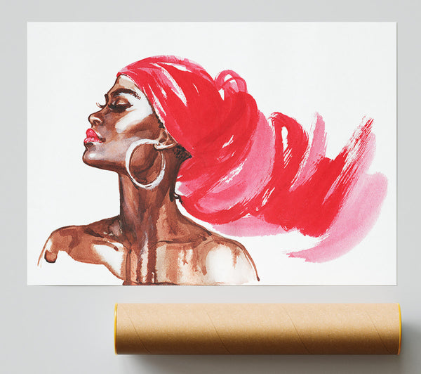 Red Head Scarf Print