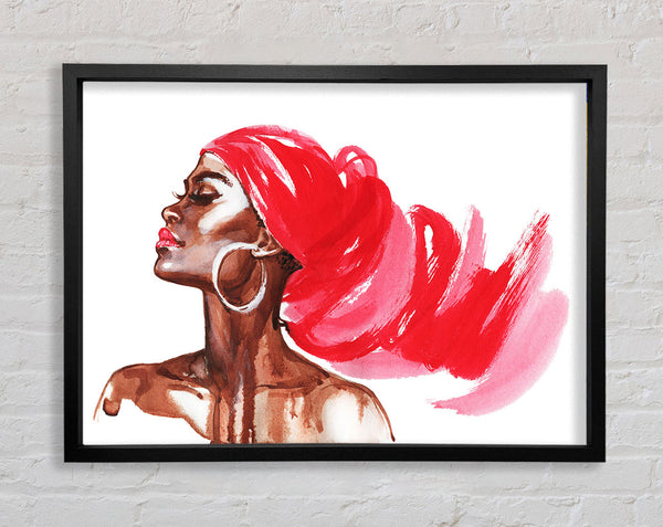 Red Head Scarf Framed Print