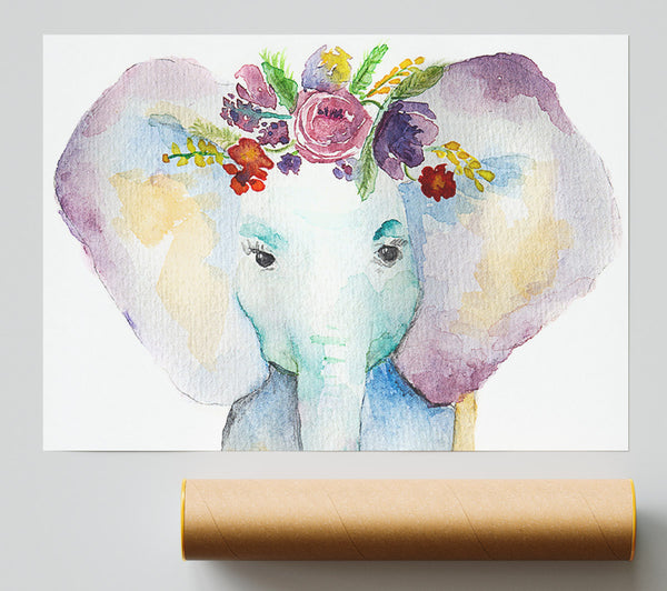 Floral Elephant Poster