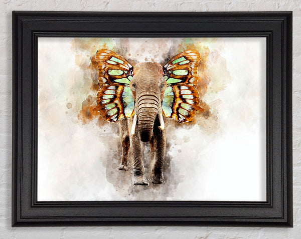 Elephant Butterfly Ears Framed Print