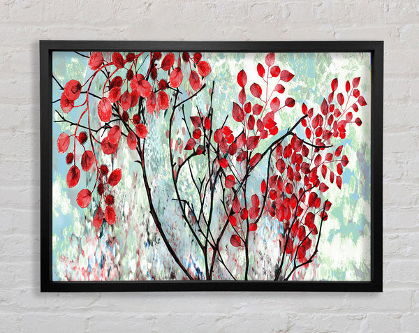 Red Leaves Winter Framed Print