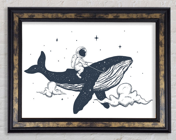 Astronaught On A Whale Framed Print