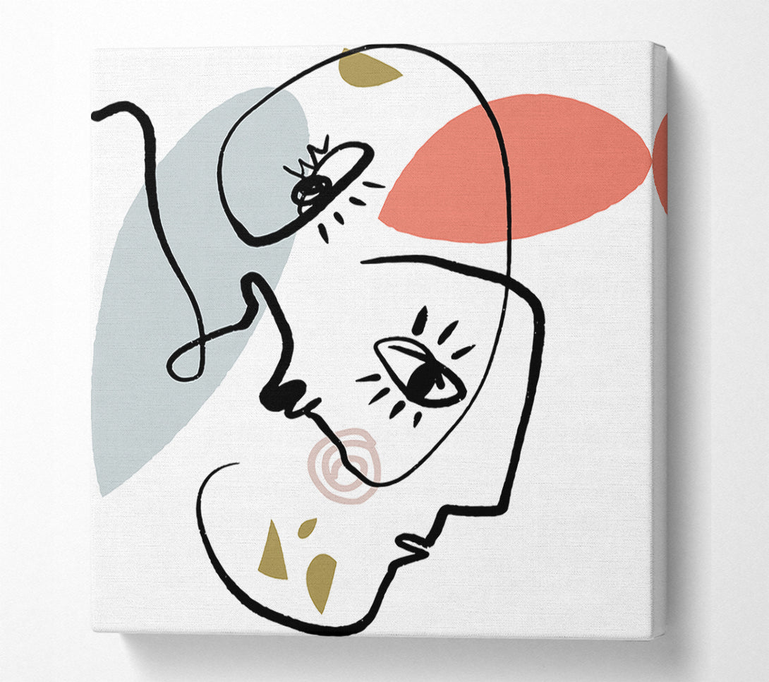  A Canvas Print of Abstract Line Drawing Faces Canvas Print