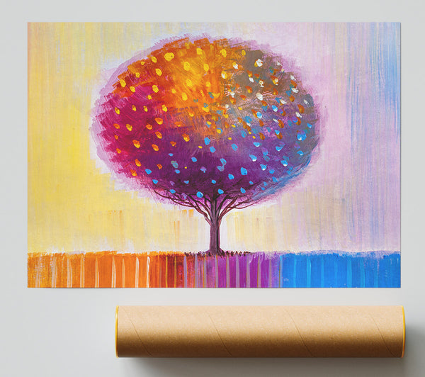 Stunning Round Tree Rainbow Print