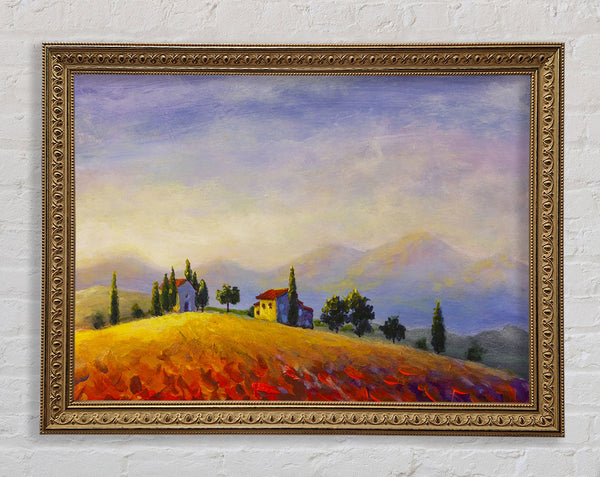 Farm On The Countryside Hill Framed Print
