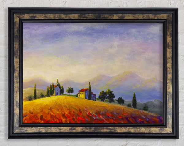 Farm On The Countryside Hill Framed Print
