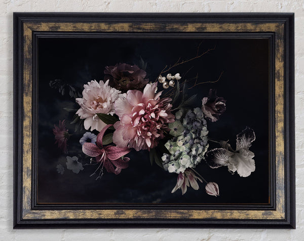 Flower Arrangement Darkness Framed Print