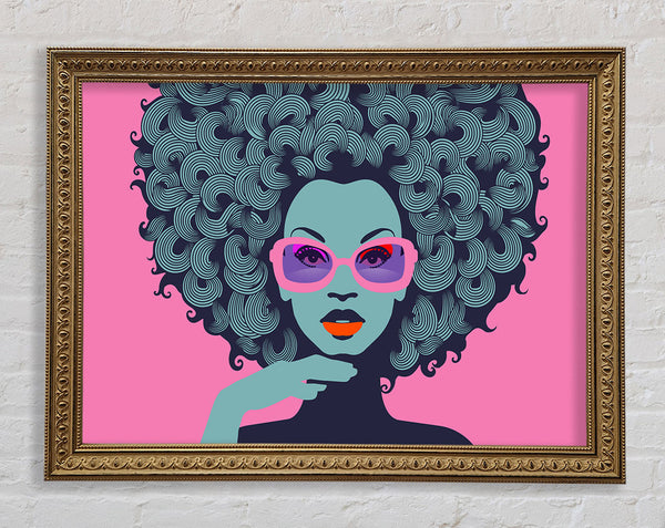 Glasses Big Hair Woman Framed Print